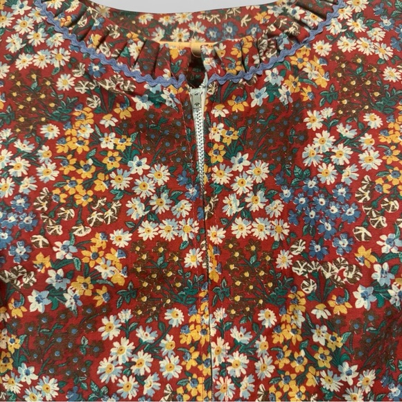 Vintage 60s Floral Dress with Zipper Ruffle Details Pockets Cottage Boho - Picture 3 of 7